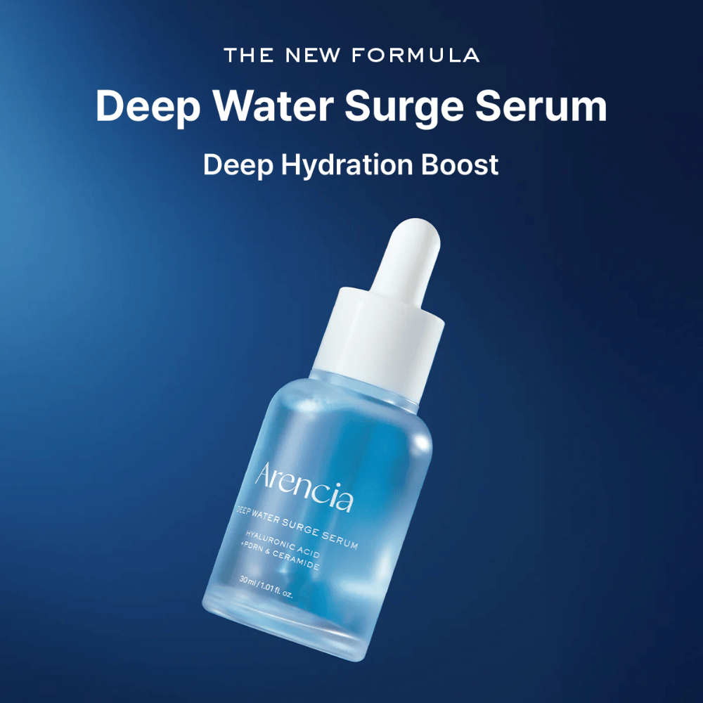 Arencia Deep Water Surge Serum – suero hidratante coreano con ácido hialurónico, PDRN y ceramidas que proporciona hidratación profunda, calma la piel y fortalece la barrera de la piel.