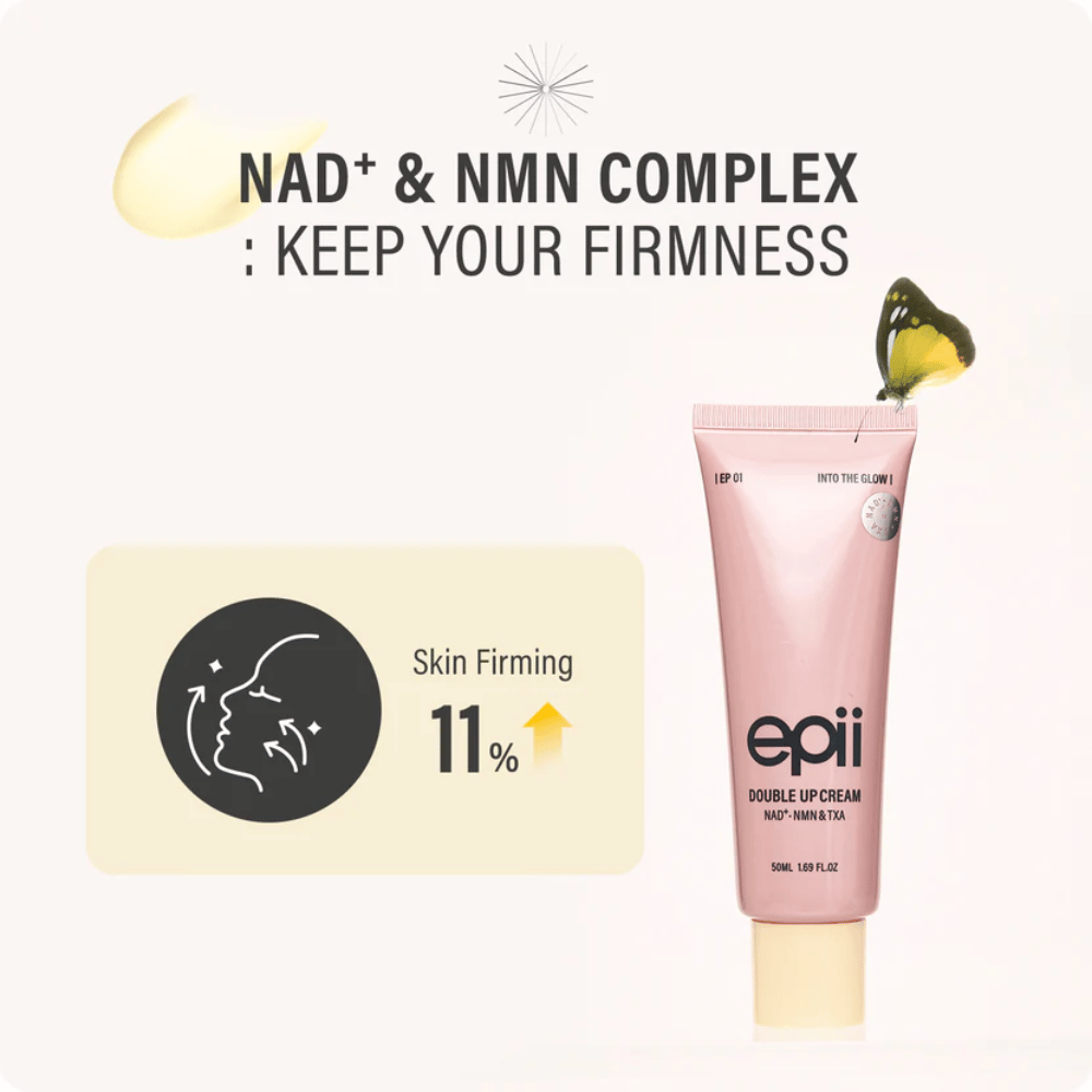 EPII Double Up Cream con NAD+ y NMN que contribuye a una piel más firme, una elasticidad mejorada y una luminosidad juvenil.