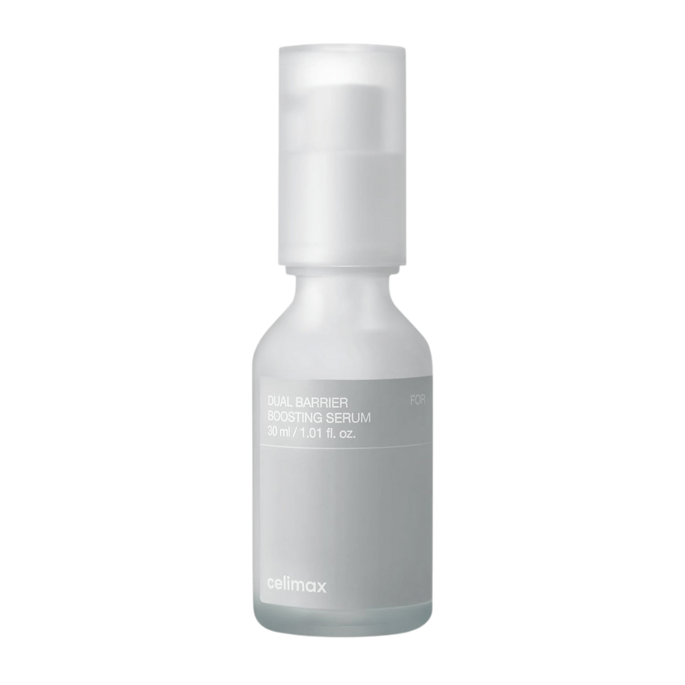 Celimax Dual Barrier Boosting Serum imagen del producto sobre fondo blanco, suero coreano para piel sensible y seca.