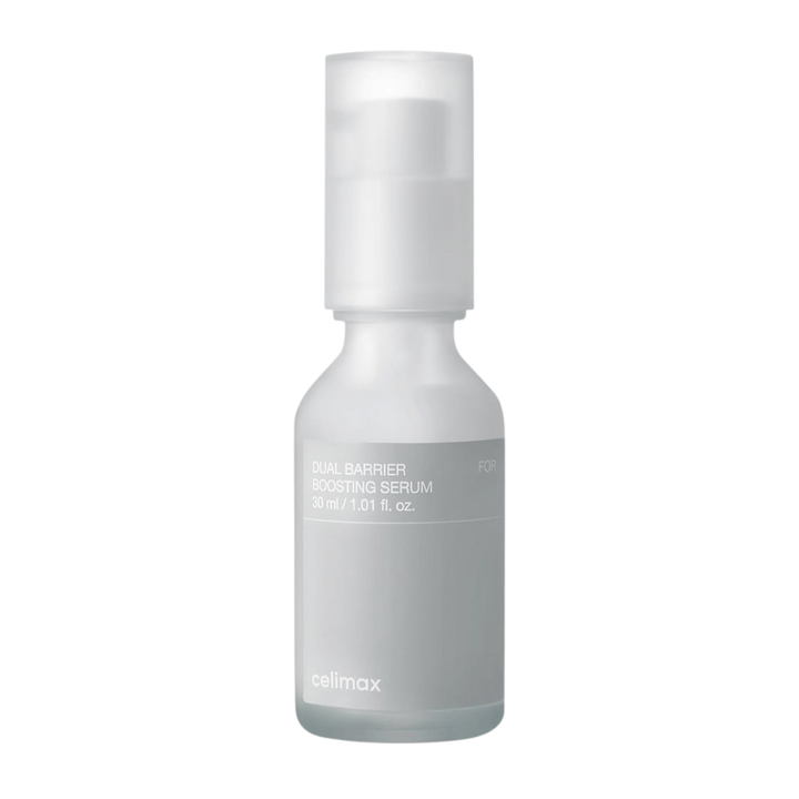 Celimax Dual Barrier Boosting Serum imagen del producto sobre fondo blanco, suero coreano para piel sensible y seca.