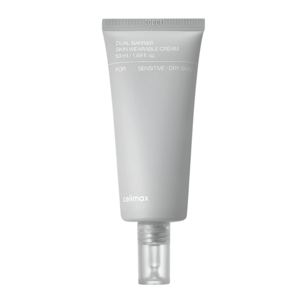 Celimax Dual Barrier Skin Wearable Cream para piel sensible y seca, crema hidratante facial que fortalece la barrera cutánea y reduce la irritación.