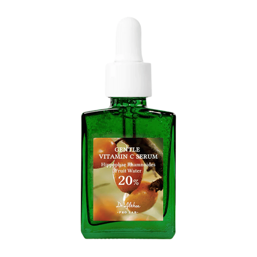 Dr.Althea Gentle Vitamin C Serum contiene 20% de vitamina C y agua de espino amarillo que hidrata e ilumina la piel. Reduce la pigmentación y protege contra los radicales libres, lo que proporciona un tono de piel más uniforme y radiante.