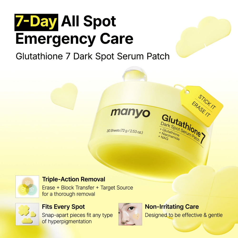 Ma:nyo Glutathione 7 Dark Spot Serum Patch spot treatment para el cuidado rápido de manchas de pigmentación, marcas post-acné e hiperpigmentación