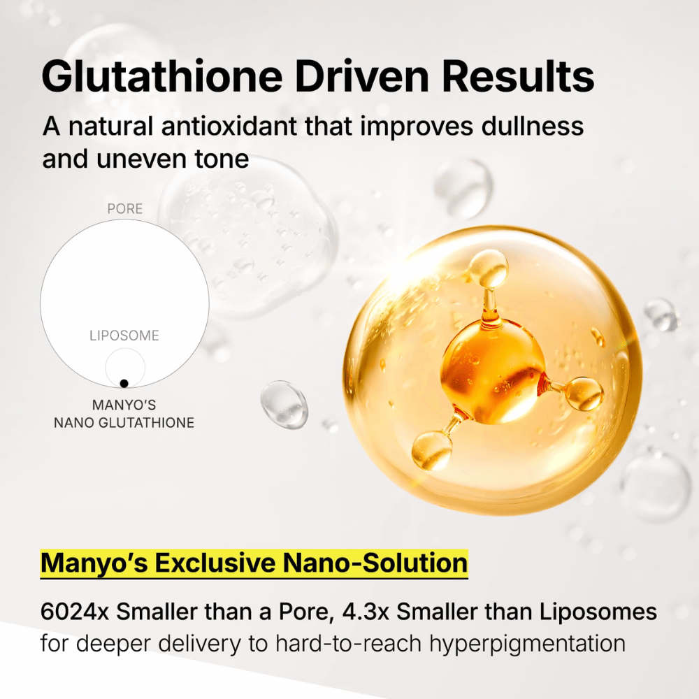 Ma:nyo Glutathione 7 Dark Spot Serum con nano-glutatión para un tratamiento profundo de las manchas de pigmentación y la piel apagada