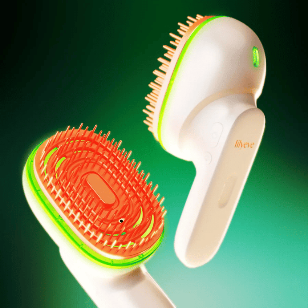 LILYEVE GrowTurn Brush Steam Booster – cepillo para el cuero cabelludo con función de luz LED verde
