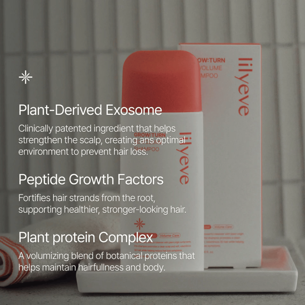 LILYEVE Grow:Turn Exosome 3D Volume Brush Shampoo con fórmula desarrollada clínicamente para el cuero cabelludo y el volumen