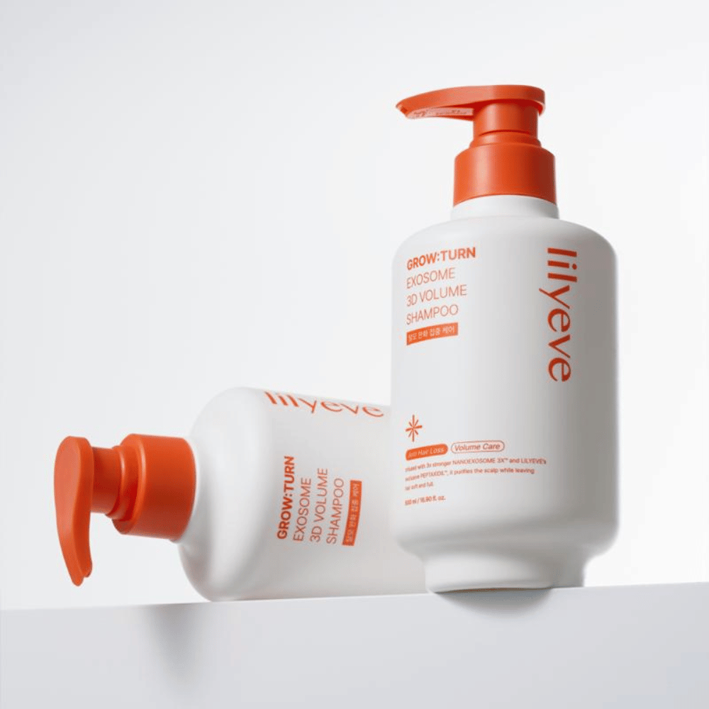 LILYEVE Grow:Turn Exosome 3D Volume Shampoo en botella con dosificador de 500 ml para el cuidado diario del cuero cabelludo