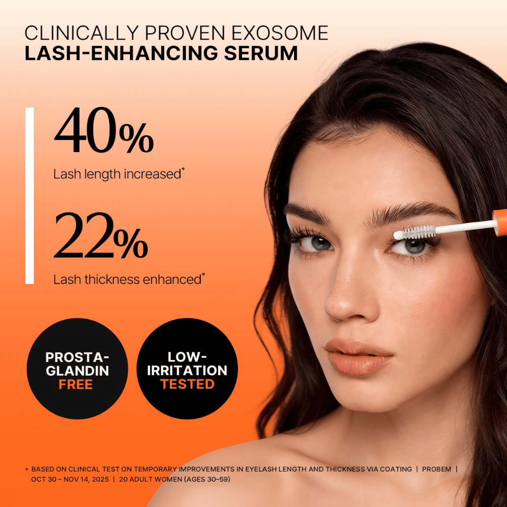LILYEVE Grow Turn Exosome Dual Lash Serum – sérum de pestañas clínicamente probado para unas pestañas más largas y densas.