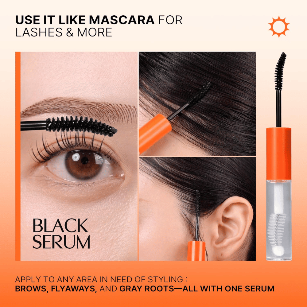 LILYEVE Grow Turn Exosome Dual Lash Serum – sérum negro para el día que se aplica en pestañas, cejas y línea del cabello.