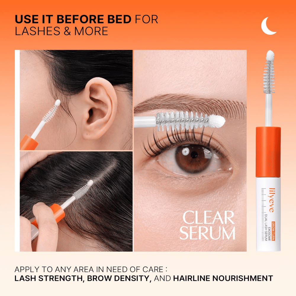 LILYEVE Grow Turn Exosome Dual Lash Serum – sérum transparente para el cuidado nocturno de pestañas, cejas y línea del cabello.