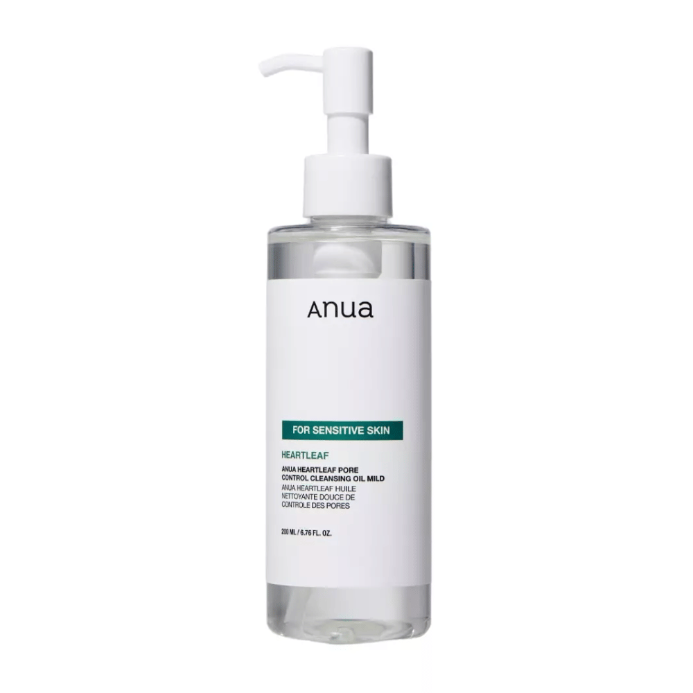 Anua Heartleaf Pore Control Cleansing Oil Mild es un aceite limpiador especialmente formulado para piel sensible. Está diseñado para suavizar y eliminar eficazmente las impurezas y el maquillaje, mientras controla los poros sin irritar la piel.