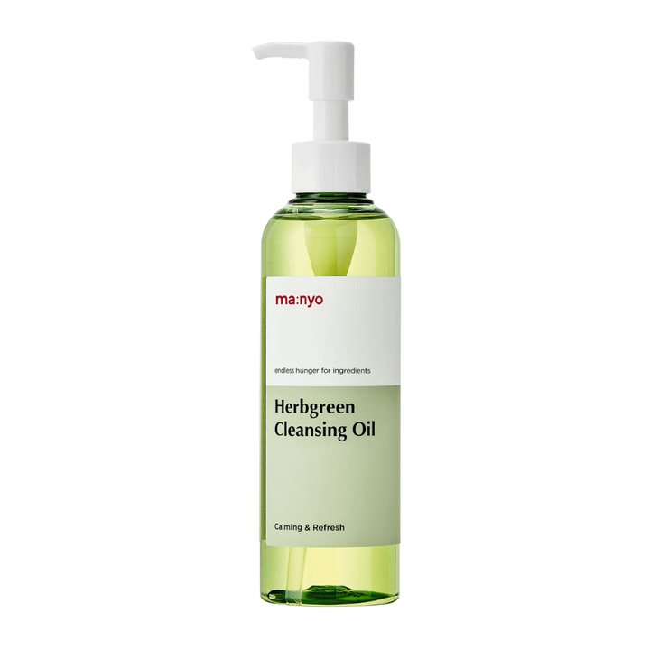 ma:nyo Herbgreen Cleansing Oil aceite limpiador con bomba, limpieza con aceite suave que elimina el maquillaje y limpia los poros de manera efectiva