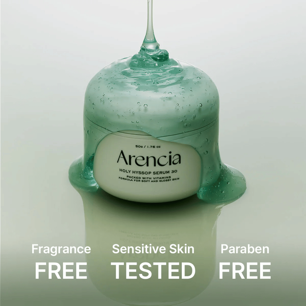 Arencia Holy Hyssop Serum 30 – suero en gel nutritivo con vitaminas, libre de perfumes y parabenos, dermatológicamente probado para pieles sensibles.