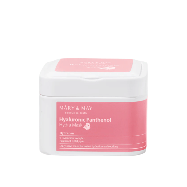 Mary & May Hyaluronic Panthenol Hydra Mask – mascarilla facial coreana con complejo de ácido hialurónico y pantenol 1000 ppm para una hidratación profunda