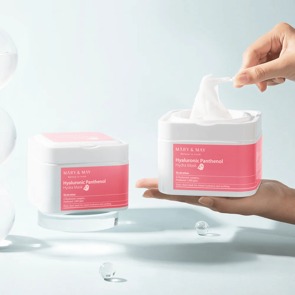 Mary & May Hyaluronic Panthenol Hydra Mask diaria Sheet mask – mascarilla calmante e hidratante que fortalece la barrera cutánea