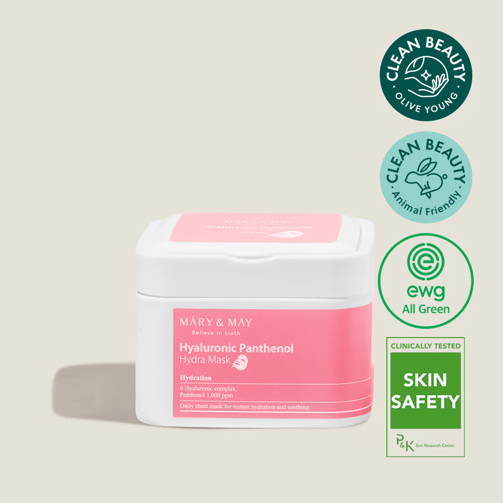 Mary & May Hyaluronic Panthenol Hydra Mask – Sheet mask hidratante con 6 ácidos hialurónicos y pantenol, vegana y clean beauty