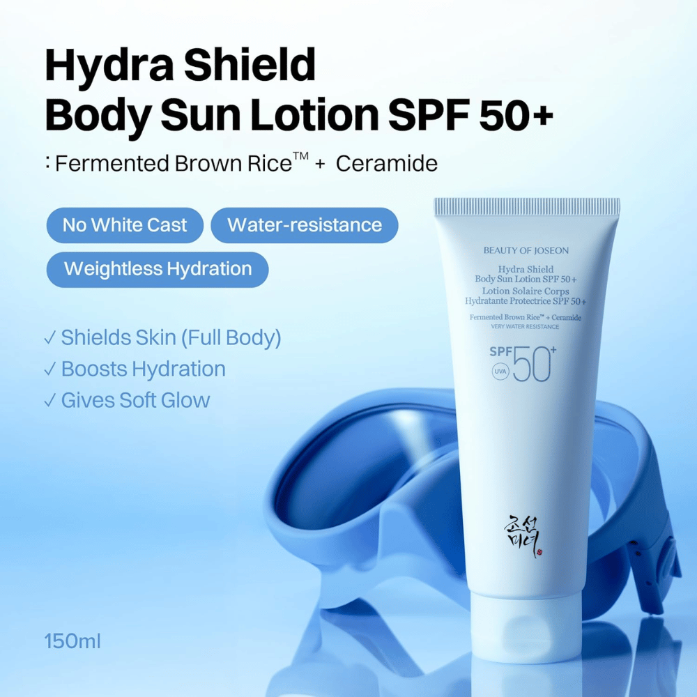 Beauty of Joseon Hydra Shield Body Sun Lotion SPF50+ protector solar resistente al agua para el cuerpo 150 ml