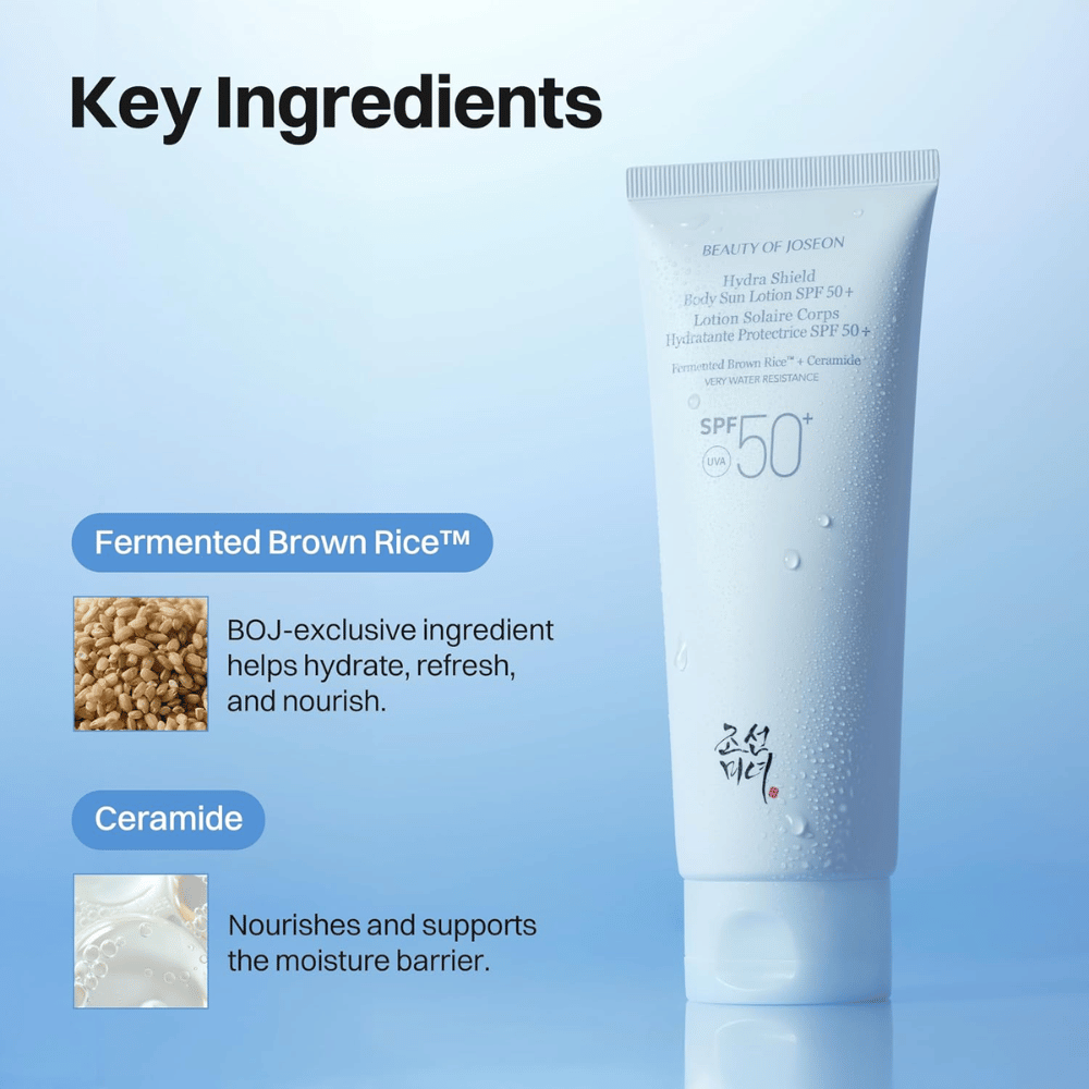 Beauty of Joseon Hydra Shield Body Sun Lotion SPF50+ con arroz integral fermentado y ceramidas