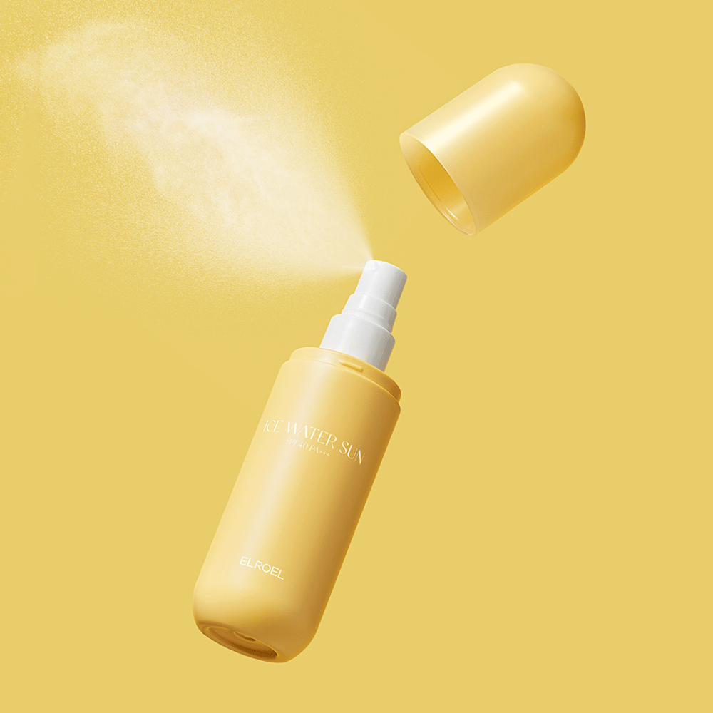 ELROEL Ice Water Sun Mist SPF 40 PA+++ botella en spray con tapa desmontable y pulverización uniforme que protege la piel contra los rayos UV y proporciona un efecto refrescante