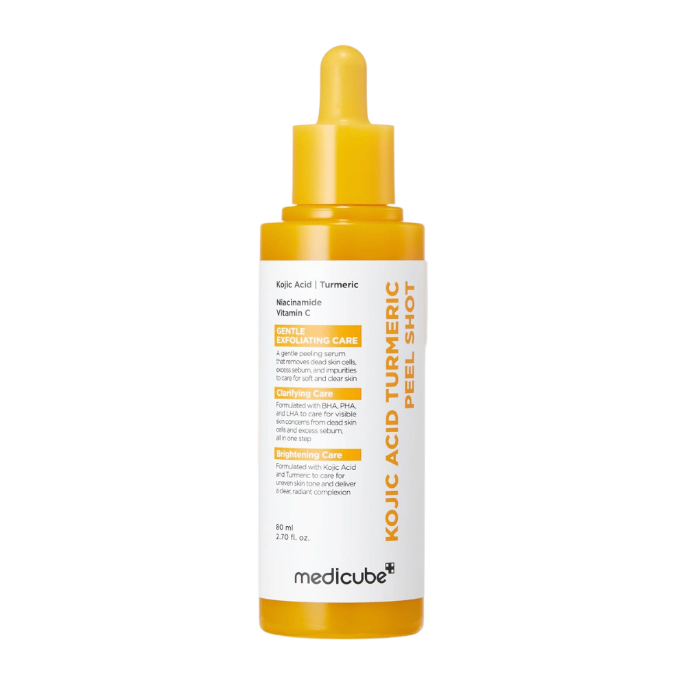 Medicube Kojic Acid Turmeric Peel Shot 80 ml – exfoliante facial exfoliante con ácido kójico, cúrcuma, niacinamida y vitamina C.