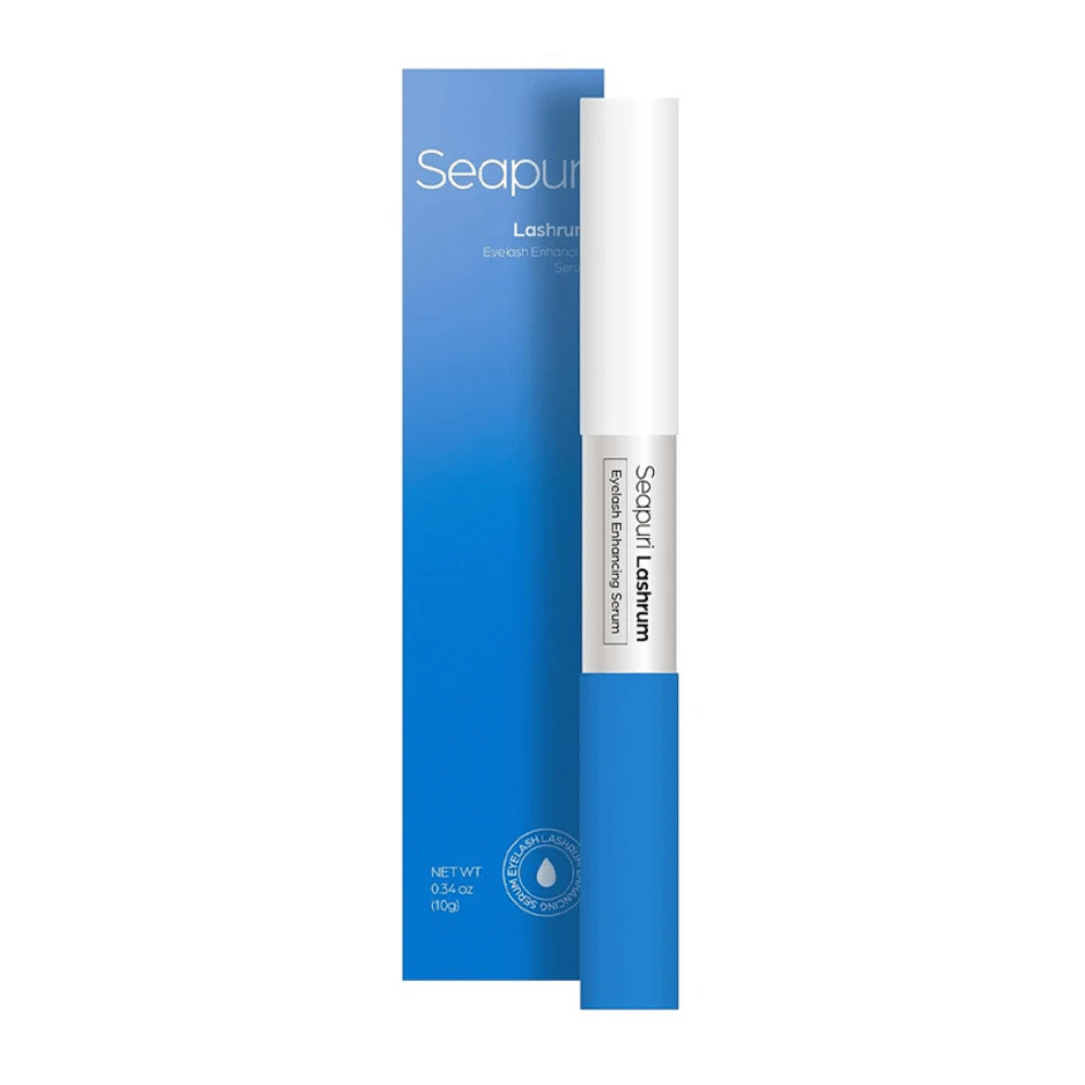 Imagen del producto de Seapuri Lashrum Eyelash Enhancing Serum con empaque. Promueve pestañas más largas, fuertes y voluminosas.