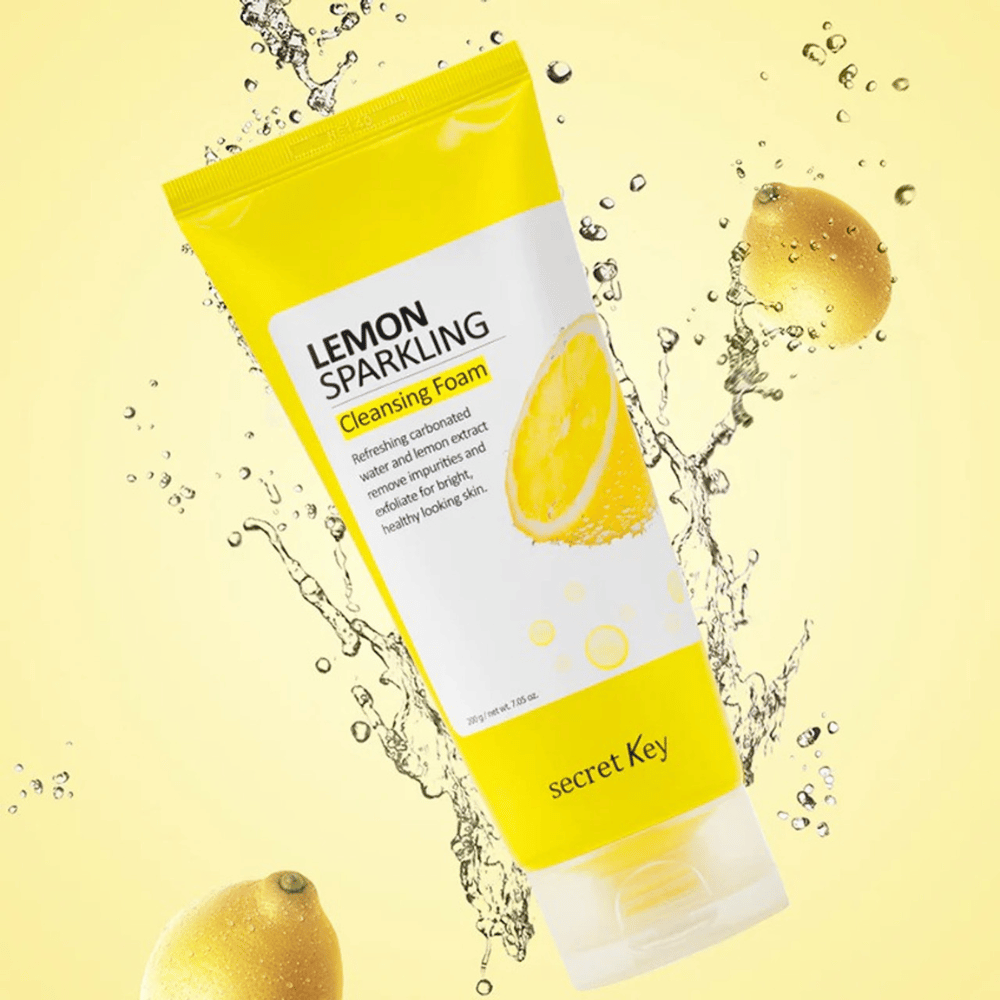 Lemon Sparkling Cleansing Foam de Secret Key – limpieza espumosa refrescante con extracto de limón que elimina impurezas y deja la piel más clara.