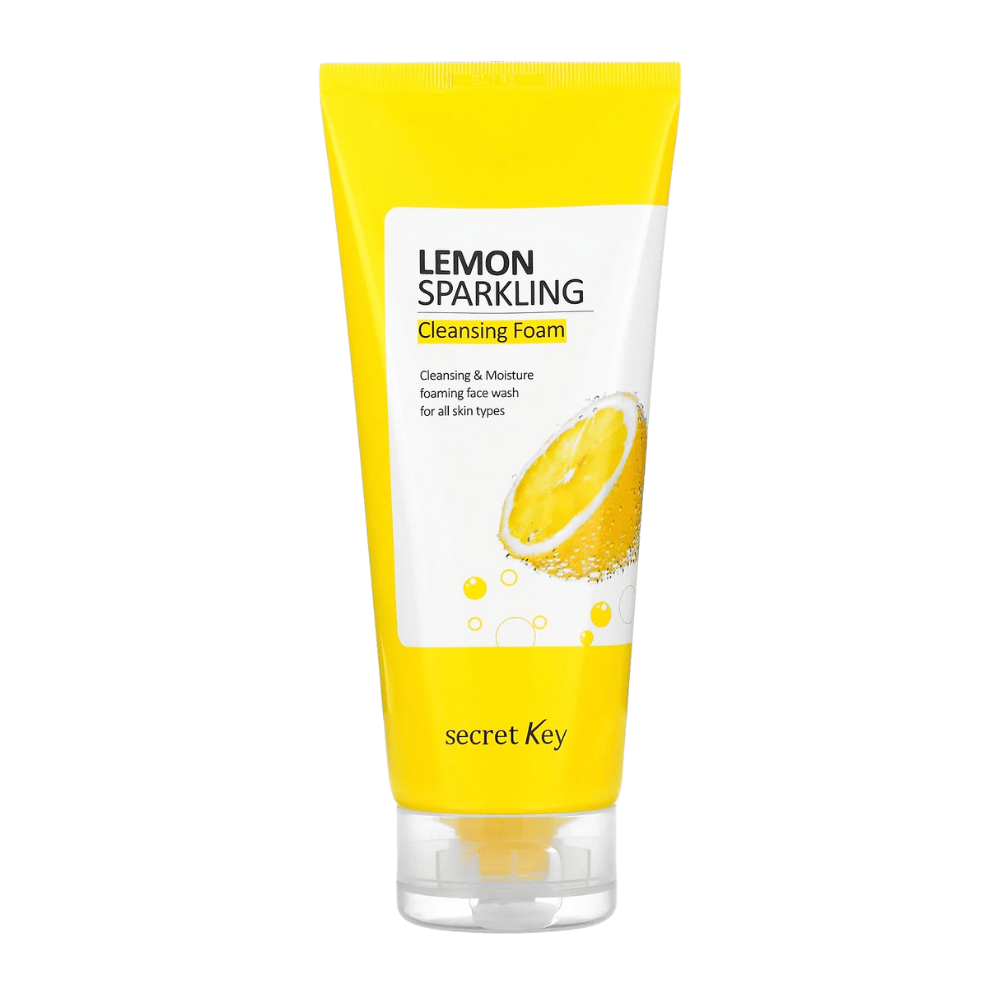 Secret Key Lemon Sparkling Cleansing Foam – limpiador facial suave con limón y agua carbonatada para todo tipo de piel.