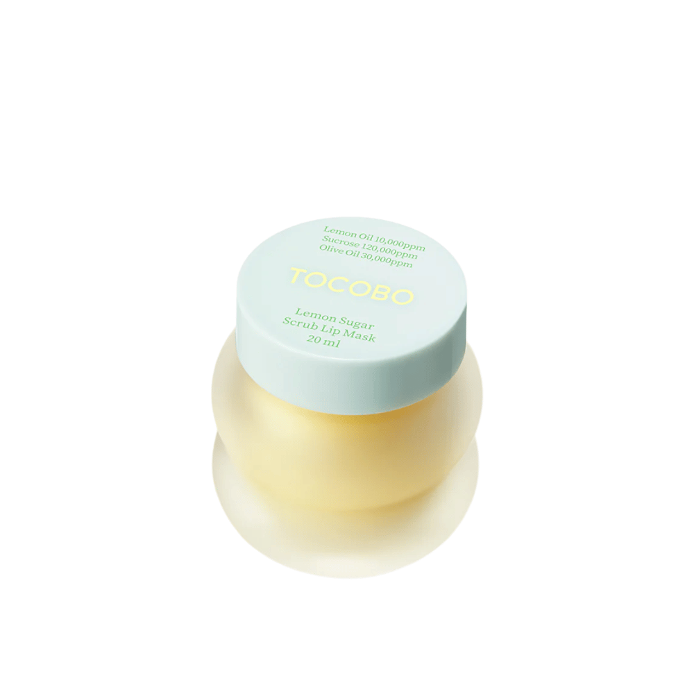 Imagen del producto de un tarro cerrado de Tocobo Lemon Sugar Scrub Lip Mask 20 ml, sobre un fondo blanco.