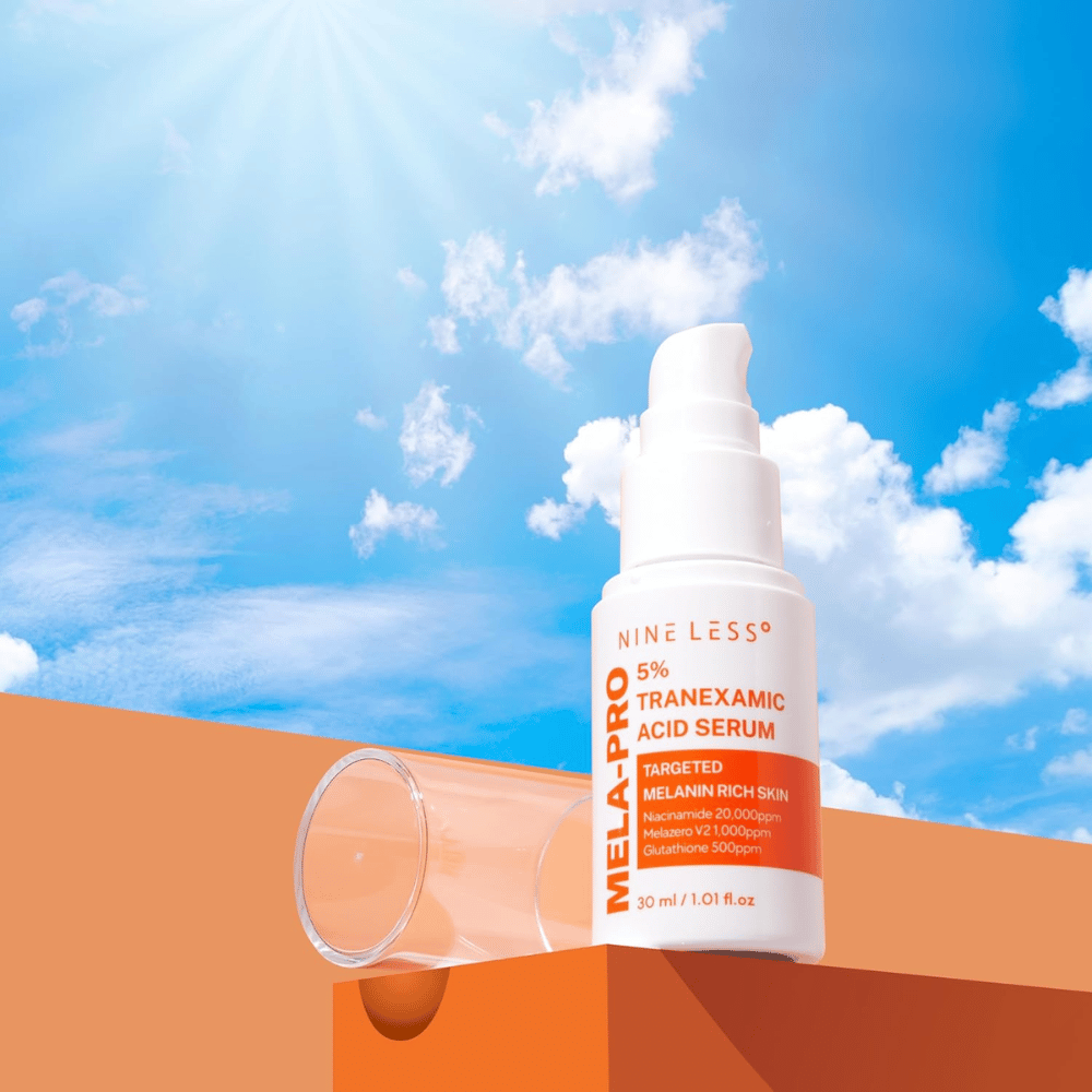 NINE LESS MELA-PRO 5% Tranexamic Acid Serum 30 ml, suero hidratante que reduce la hiperpigmentación y proporciona un tono de piel más uniforme.