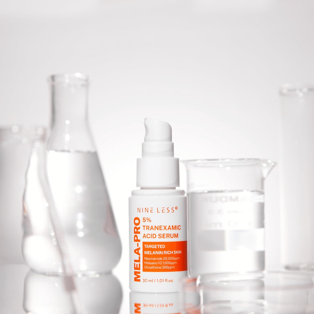 NINE LESS MELA-PRO 5% Tranexamic Acid Serum con ácido tranexámico y niacinamida, suero facial alisante para una piel más clara.