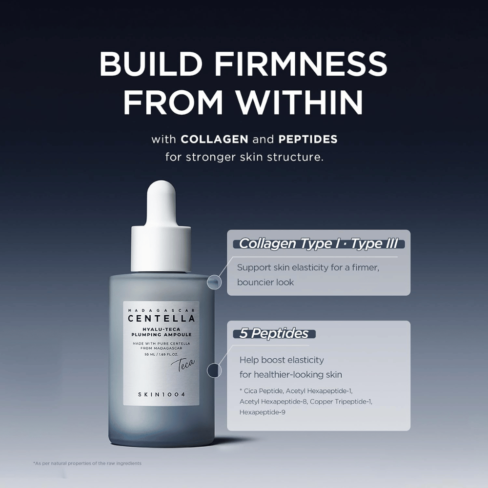 2. SKIN1004 Madagascar Centella Hyalu-Teca Plumping Ampoule – colágeno tipo I y III y cinco péptidos para mejorar la elasticidad de la piel