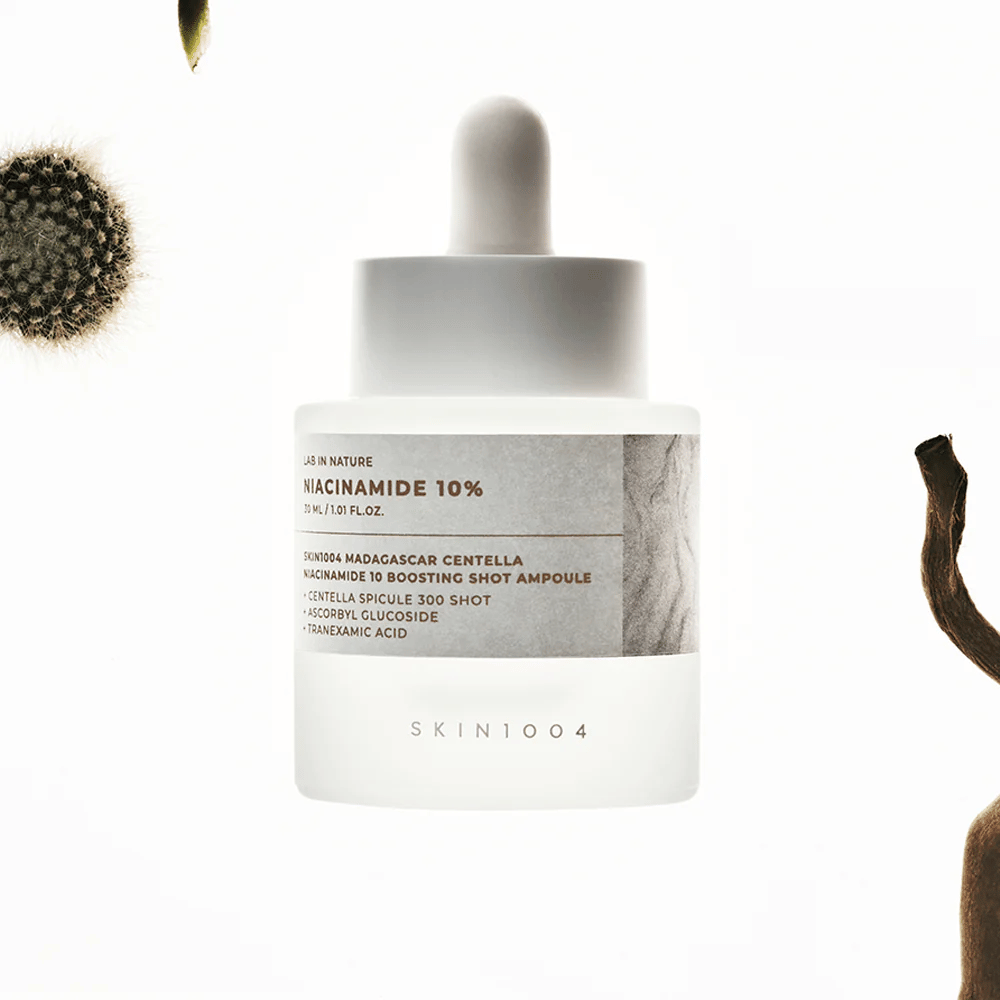 SKIN1004 Madagascar Centella Niacinamide 10 Boosting Shot Ampoule – suero coreano con 10 % de niacinamida y centella asiática para un tono de piel más uniforme, brillo y piel equilibrada.