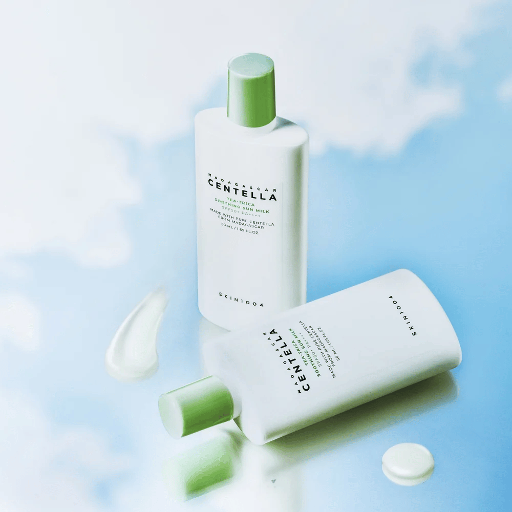 SKIN1004 Madagascar Centella Tea-Trica Soothing Sun Milk SPF50+ PA++++ protector solar químico hidratante para el rostro