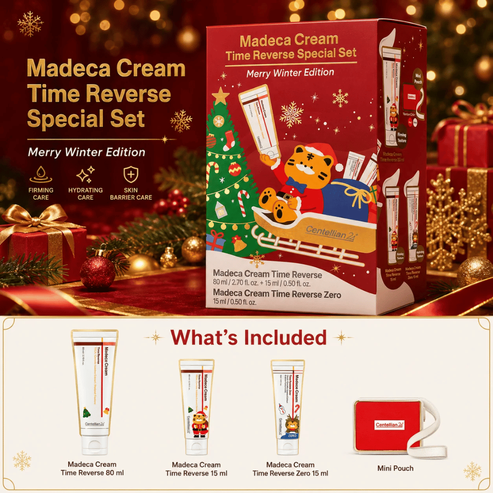 2. Centellian24 Madeca Cream Time Reverse Special Set Merry Winter Edition – set de regalo con tres cremas faciales y minibolso