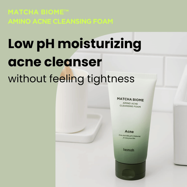Heimish Matcha Biome Amino Acne Cleansing Foam – limpiador hidratante para el acné sin sensación de sequedad, perfecto para uso diario