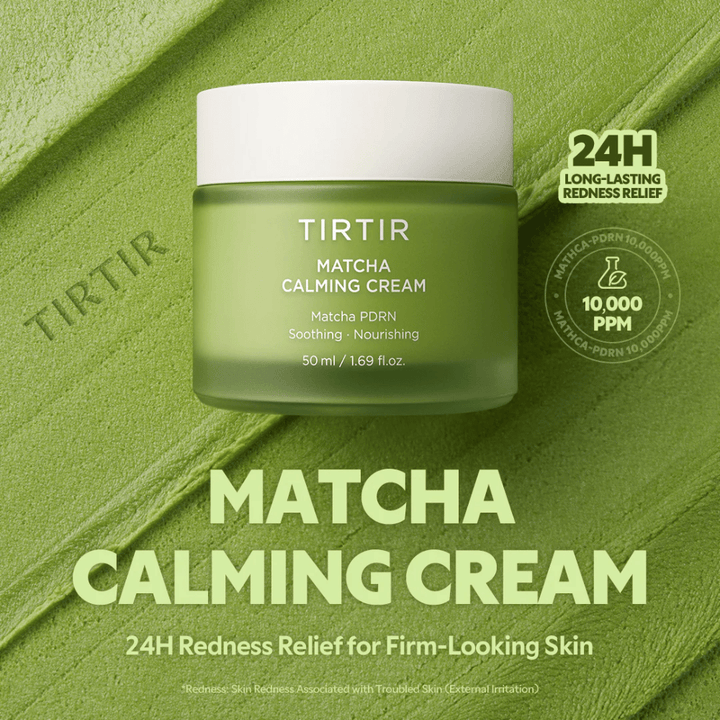 TIRTIR Matcha Calming Cream con ceramidas, pantenol y péptidos que hidratan en profundidad, refuerzan la barrera cutánea y mejoran la elasticidad.