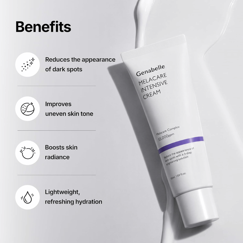 2. Genabelle Melacare Intensive Cream – crema facial hidratante que combate las manchas oscuras visibles, el tono de piel desigual y aporta luminosidad