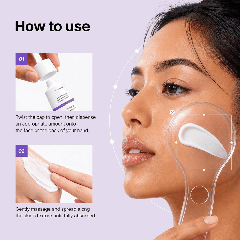 1. Genabelle Melacare Intensive Cream – aplicación de crema facial para un tono de piel más uniforme y una visibilidad reducida de las manchas de pigmentación