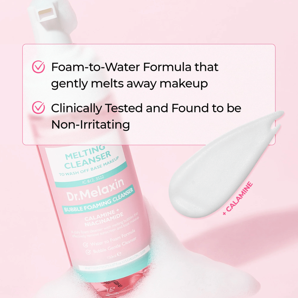 Fórmula de espuma a agua en Dr. Melaxin Melting Cleanser que elimina eficazmente el maquillaje y las impurezas