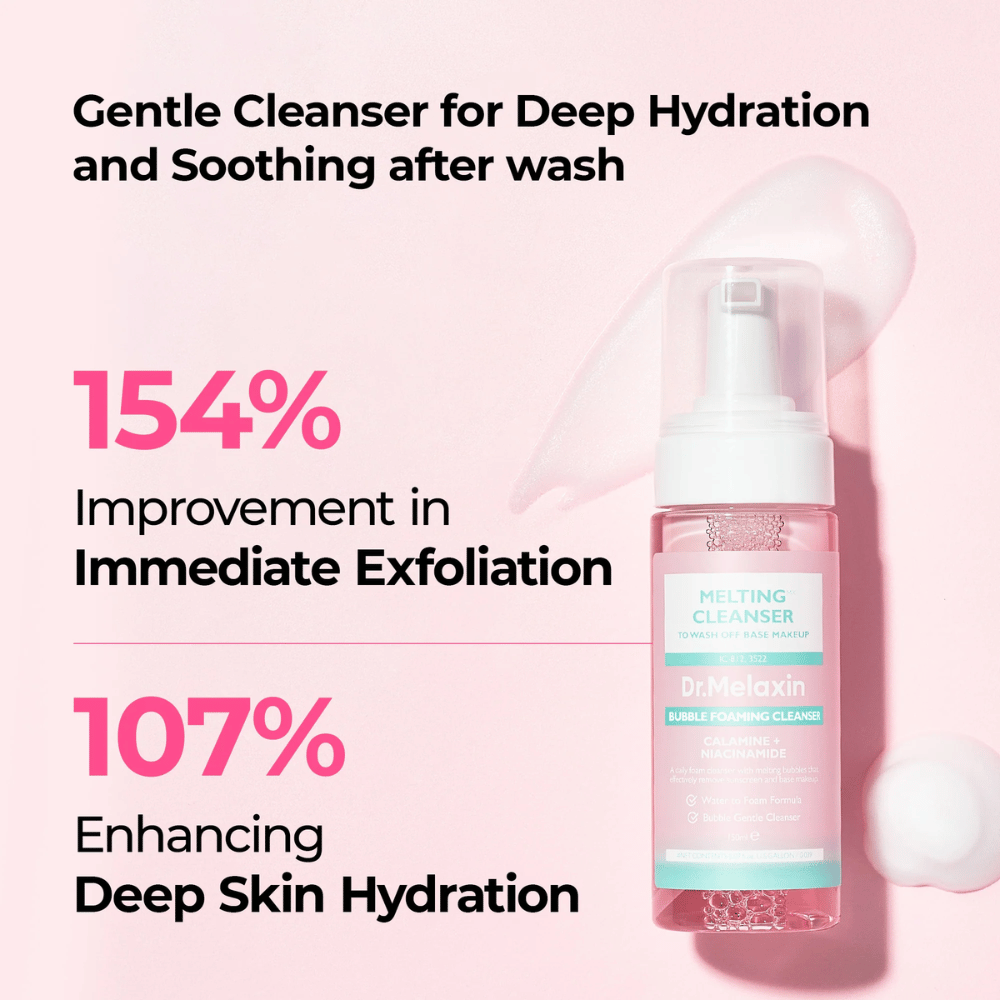 Dr. Melaxin Bubble Foaming Cleanser que proporciona limpieza profunda, exfoliación e hidratación intensa
