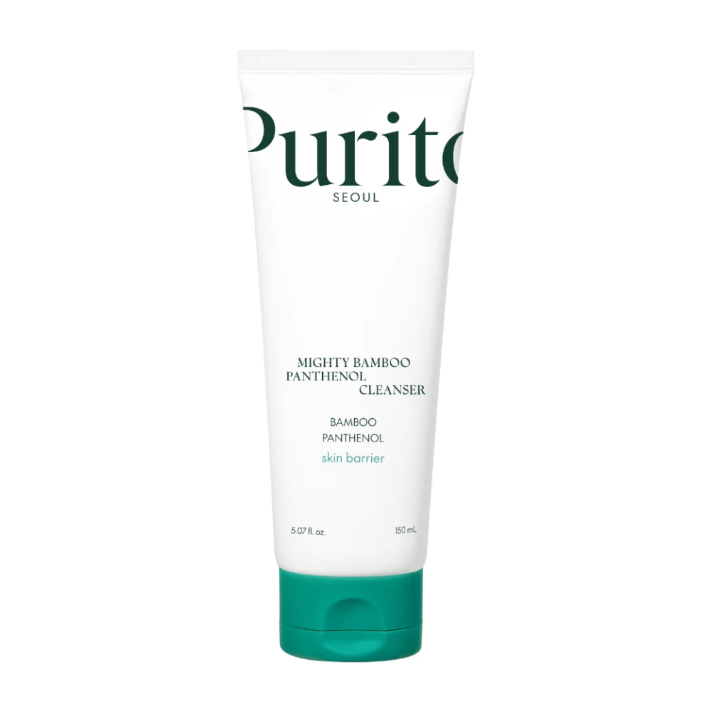 Purito Mighty Bamboo Panthenol Cleanser – un limpiador facial suave y vegano con bambú y pantenol que fortalece la barrera cutánea y limpia sin resecar.