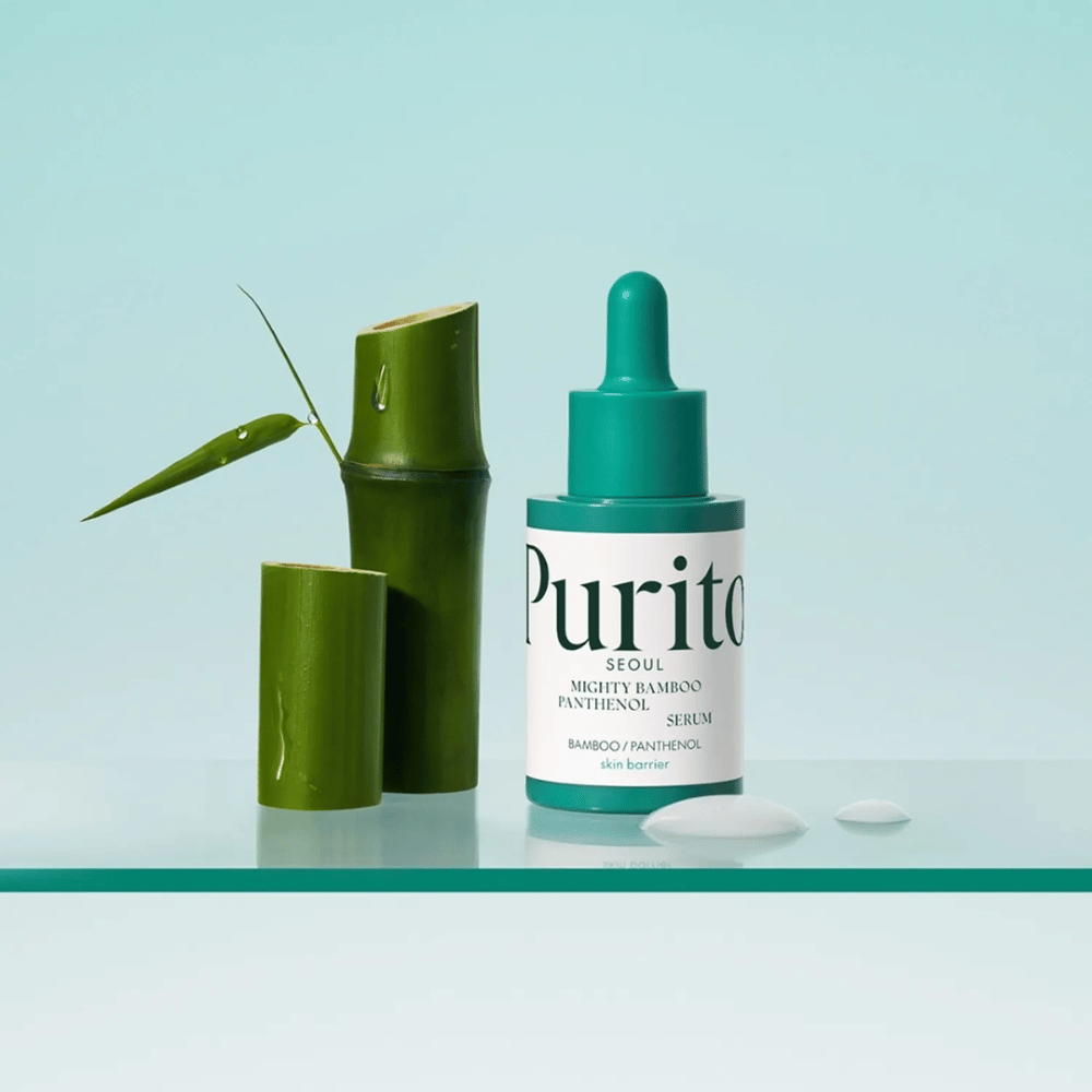 Purito Mighty Bamboo Panthenol Serum – suero coreano vegano con extracto de bambú y pantenol que protege e hidrata la piel.