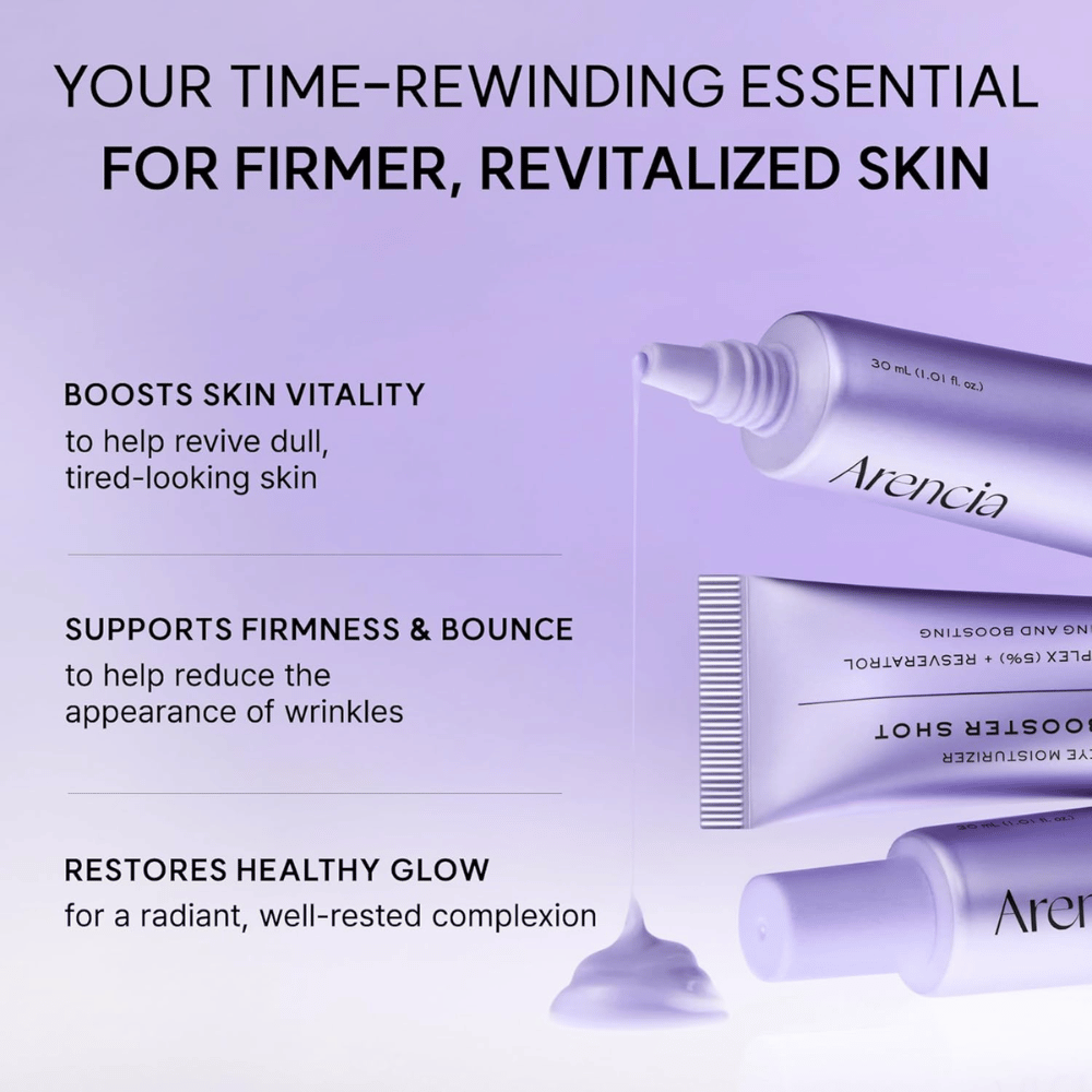 Arencia NAD+ Booster Shot – crema facial coreana para piel cansada y apagada con enfoque en firmeza, elasticidad y luminosidad.
