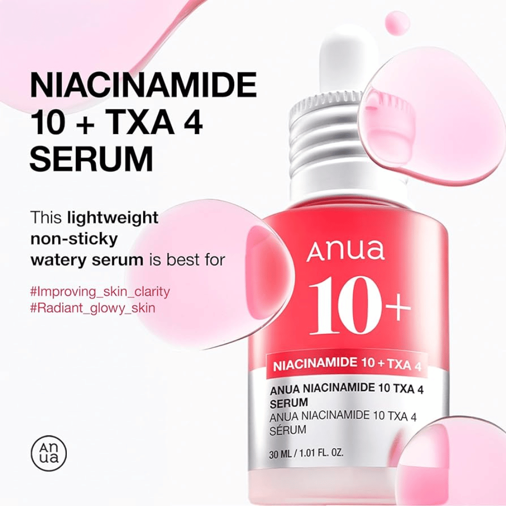 Suero ligero a base de agua con 10% de niacinamida y 4% de ácido tranexámico. Fórmula no pegajosa que mejora la claridad de la piel y proporciona un brillo radiante.