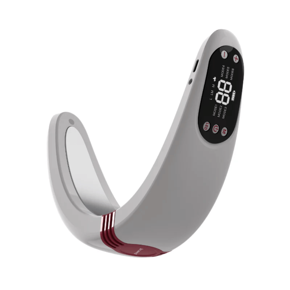 Imagen en ángulo de Beaund Nmode Pro que muestra la construcción ergonómica en forma de U. El diseño está desarrollado para proporcionar un contacto cercano con el área de tratamiento.