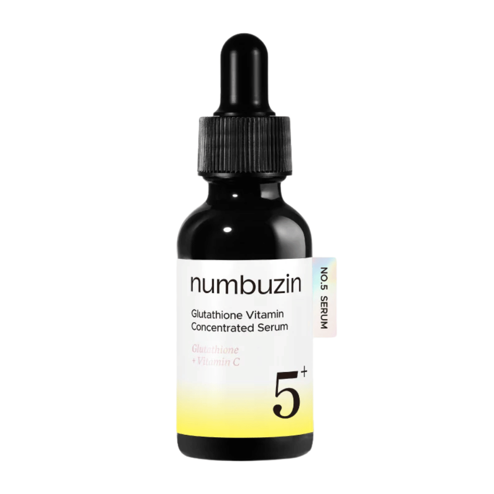 numbuzin No.5+ Glutathione Vitamin Concentrated Serum – sérum facial coreano con glutatión y vitamina C para manchas oscuras y tono de piel desigual.