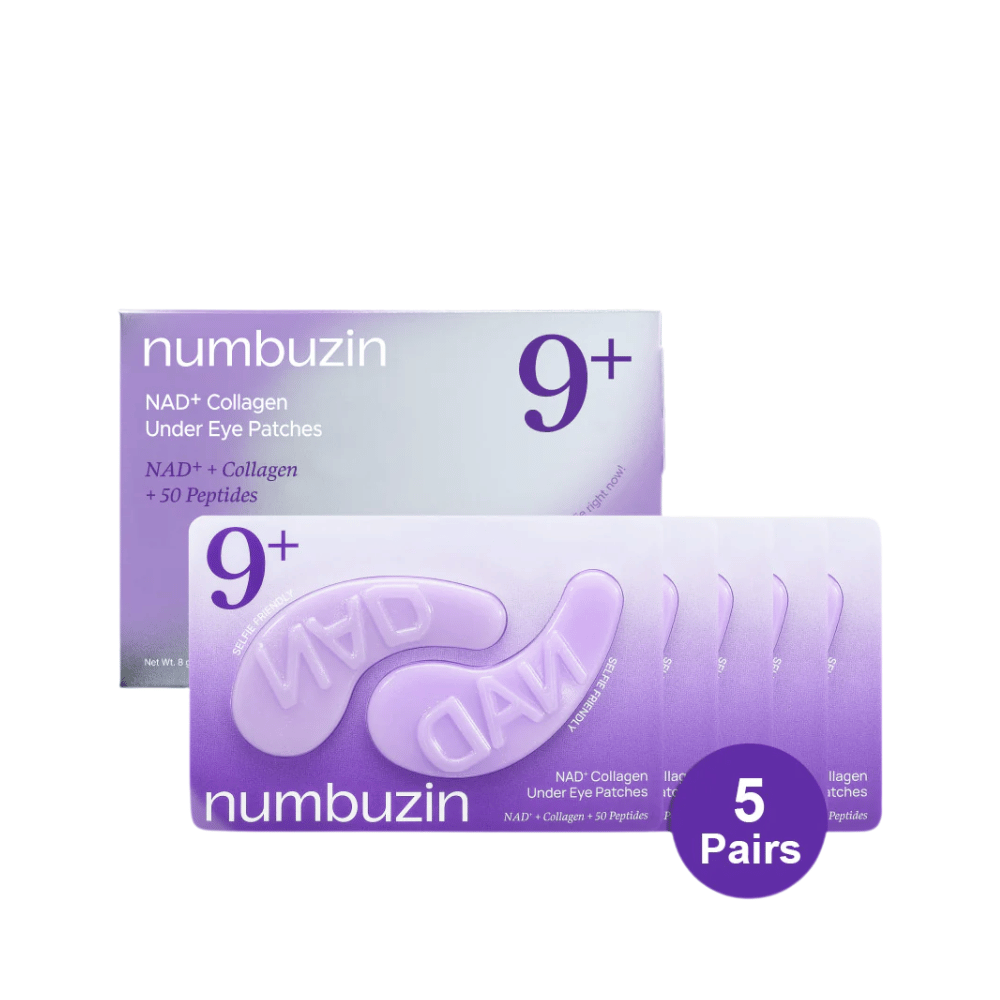Empaque de numbuzen No.9 NAD+ Collagen Under Eye Patches – 5 pares de almohadillas ricas en colágeno con NAD+ y péptidos.