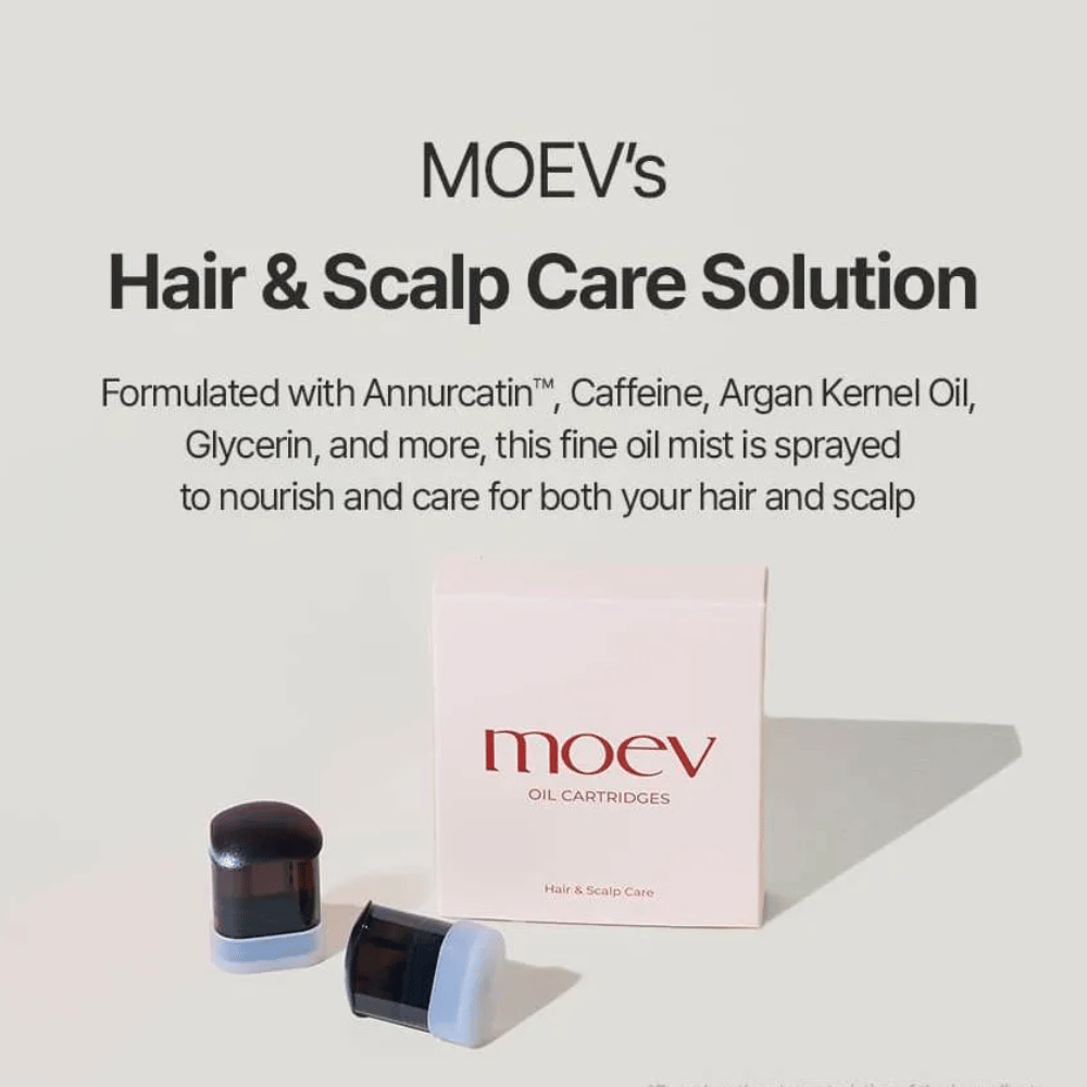 MOEV Oil Cartridges – cuidado nutritivo del cabello y el cuero cabelludo con Annurcatin, cafeína y aceite de argán para un cabello más fuerte y un cuero cabelludo saludable.