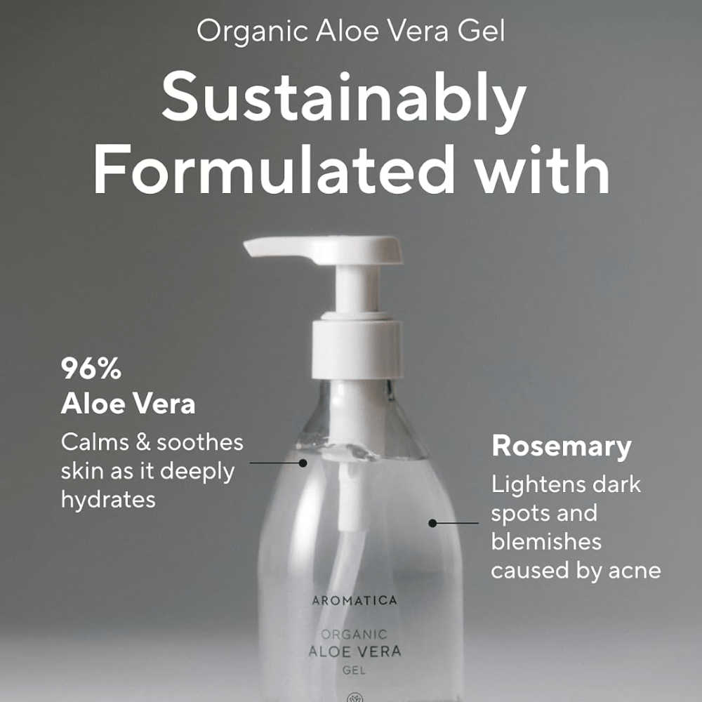 AROMATICA Organic Aloe Vera Gel – gel hidratante con 96 % de aloe vera y romero