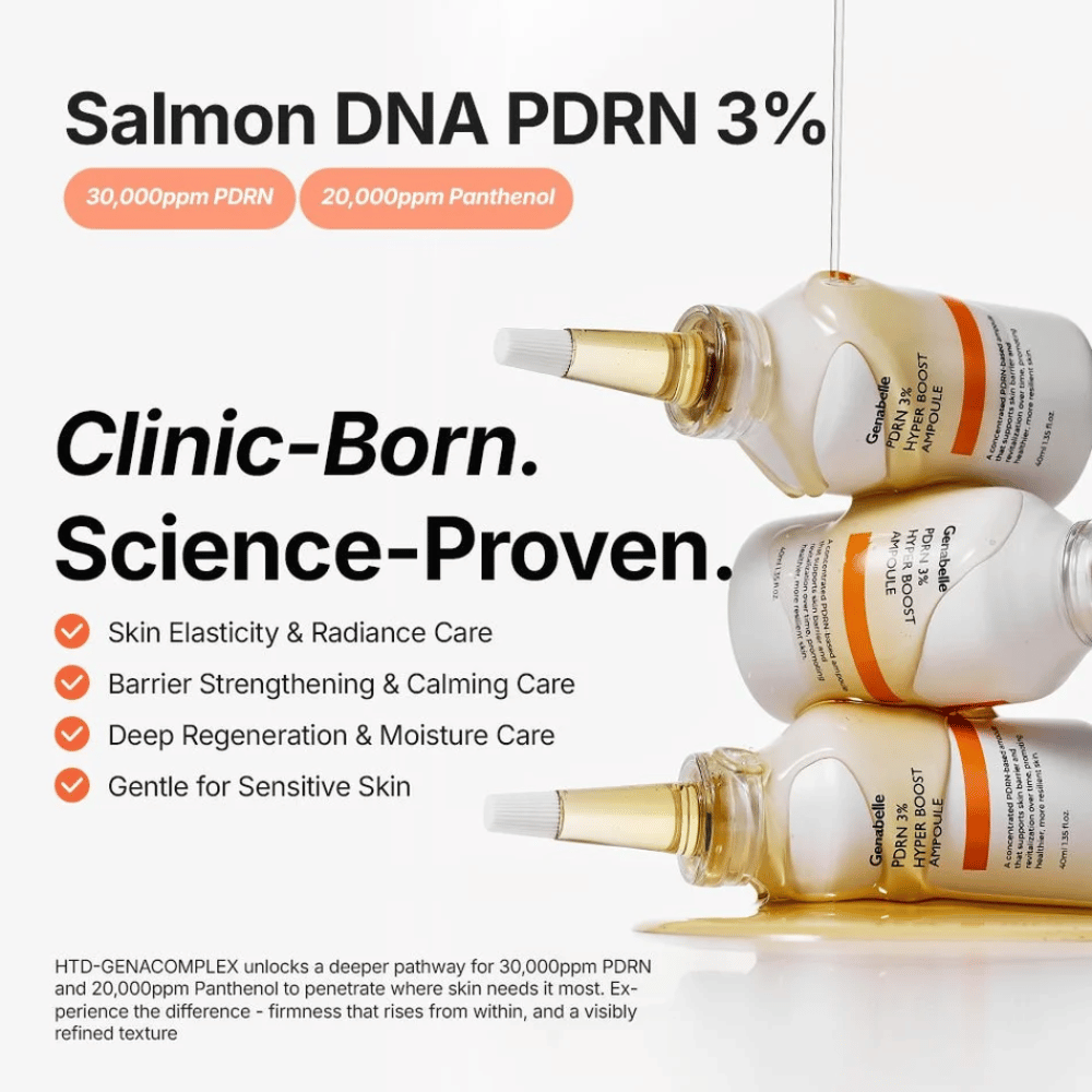 Genabelle PDRN 3% Hyper Boost Ampoule para una piel más firme y una barrera cutánea fortalecida